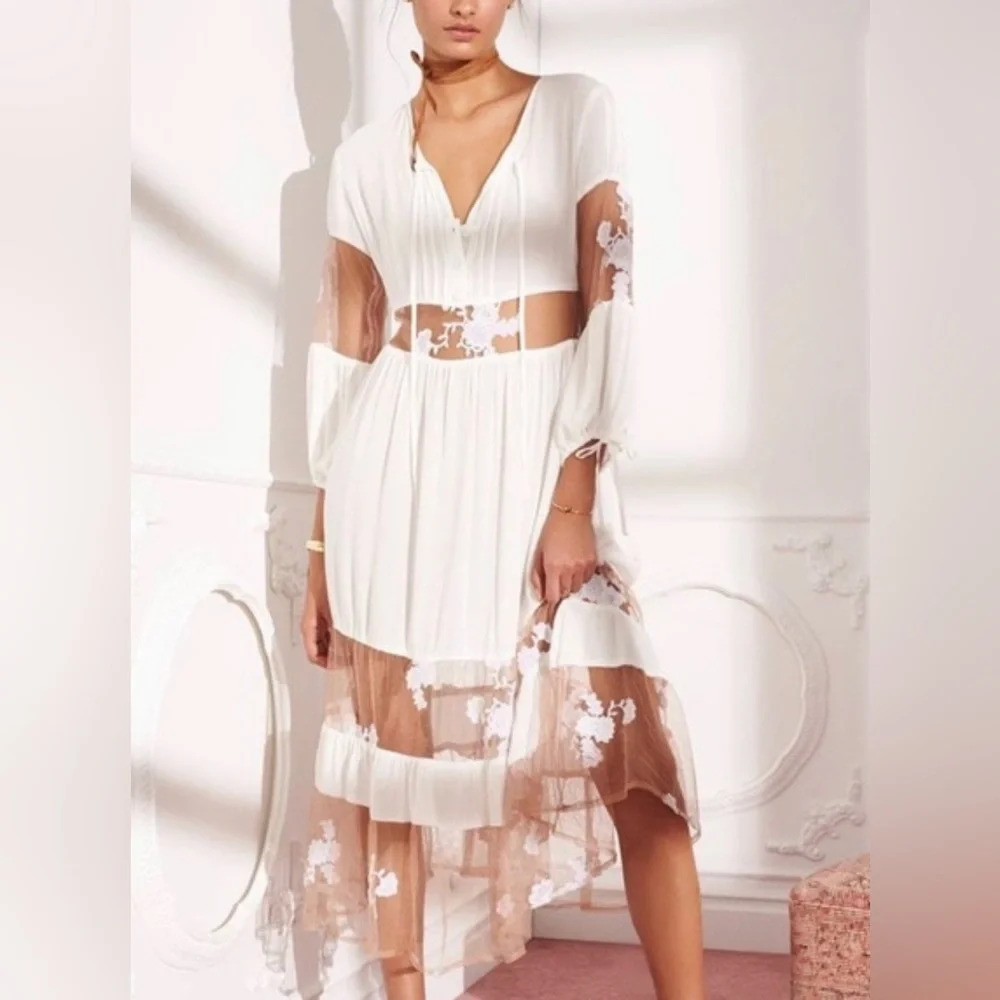 For Love & Lemons Eva Midi Dress White small - Picture 4 of 7